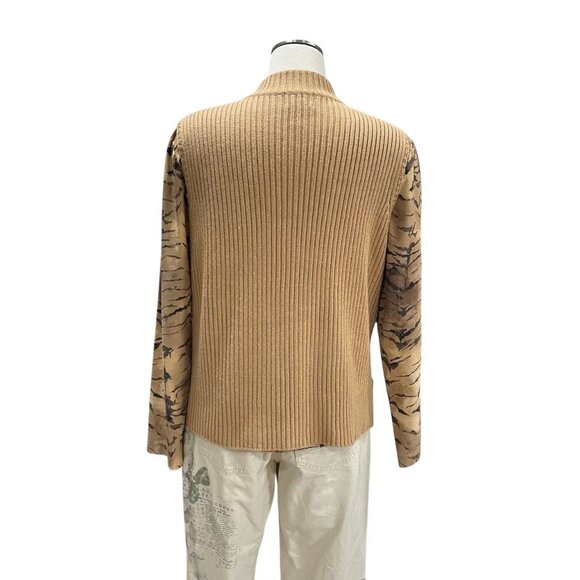 Designers Studio Suede & Knit Jacket L Ramie Acrylic Womens Beige - Picture 9 of 12